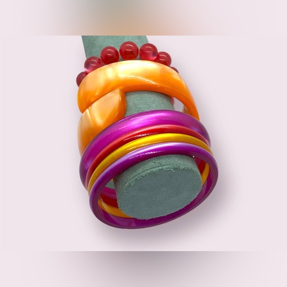 Retro Moon Glow Bracelets Colourful Plastic Jewelry Lot - Picture 7 of 10